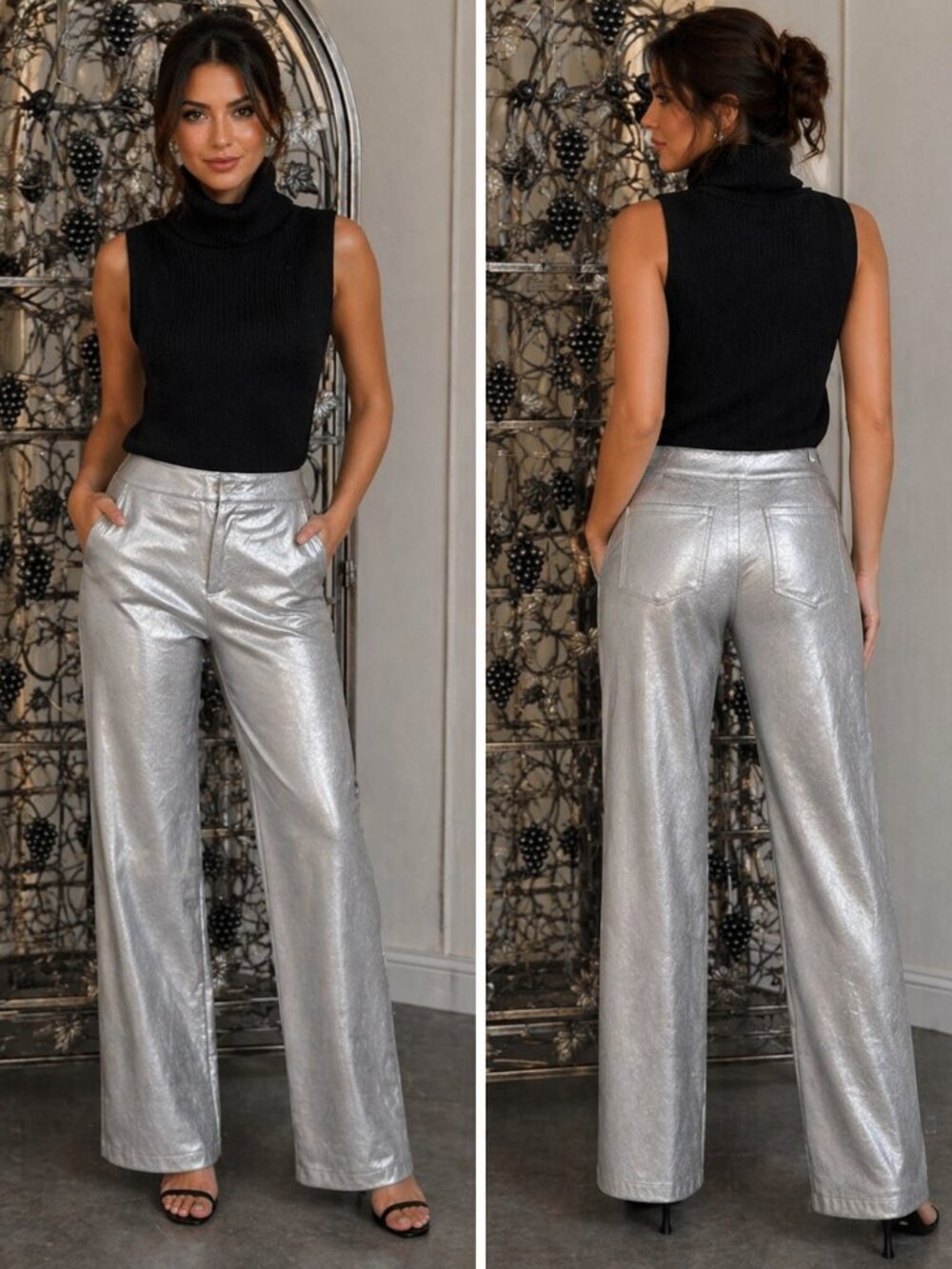 Stunning New with Tags SKIMS Silver Dress Pants - Size Medium - New WITH Tags